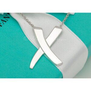 Tiffany & Co. Necklace Paloma Picasso Large X Kiss Graffiti Necklace Silver 16"